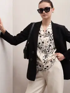 Vero Moda VM LILLY LS TOP IN Cloud Dancer Women Floral Printed V-Neck Top