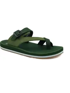 Trekiva Men Olive Fabric Flip Flops