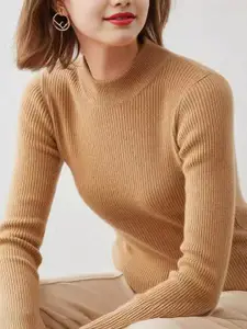 StyleCast Women Mock Collar Ribbed Pullover
