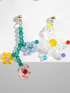 Estailo fashion Artificial Beaded Mismatch Floral Drop Earrings