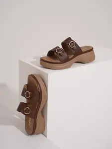 JM Looks Women Open Toe Platform Sandals with Buckles