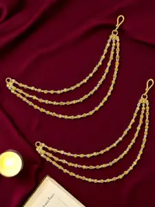 FEMMIBELLA Women Gold-Plated Layered Ear Chain Earrings