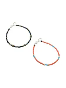 HIGH TRENDZ Set Of 2 Artificial Beads Beaded Anklet