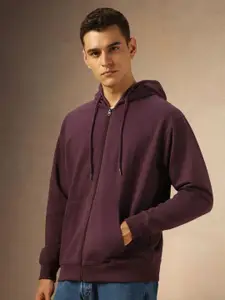 The Roadster Lifestyle Co Men Solid Hooded Regular Front-Open  Sweatshirts