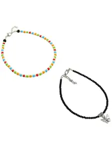 HIGH TRENDZ Set Of 2 Artificial Beads Beaded Anklets