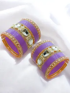 BeautyTrends Set Of 42 Gold-Plated Kundan Bangles