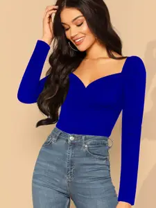 Dream Beauty Fashion Women Solid Sweetheart Neck Fitted Top