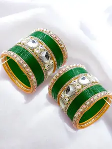 BeautyTrends Set Of 42 Gold-Plated Kundan Bangles