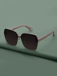 Carlton London Peach Toned with Brown Polarised Lens Oversized Sunglass for women