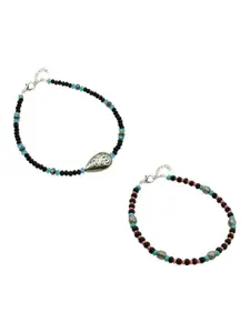 HIGH TRENDZ Set Of 2 Artificial Beads Beaded Anklet