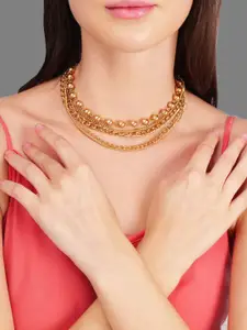 DressBerry Gold-Plated Multi Layered Statement Necklace