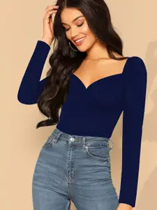 Dream Beauty Fashion Women Solid Sweetheart Neck Puff Sleeve RegularTop