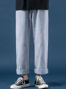 StyleCast Men Wide Leg Mid-Rise Light Fade Stretchable Denim Jeans