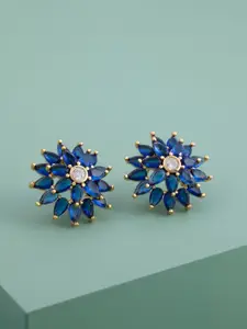 Kushal's Fashion Jewellery Women Sapphire Gold-Plated Party Trendy Zircon Studs