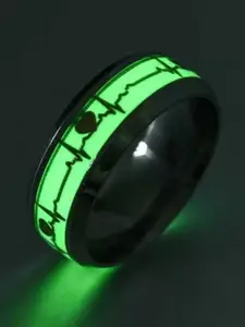 Zoey Men Silver-Plated Stainless Steel Radium Light Adjustable Finger Ring