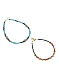 HIGH TRENDZ Set Of 2 Artificial Beads Beaded Anklet