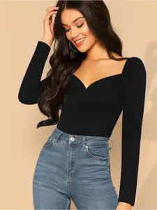 Dream Beauty Fashion Sweetheart Neck Puff Sleeves Fitted Top