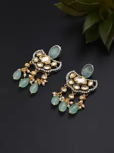 Anvik Women Floral Gold-Plated Kundan Chandbalis Earrings