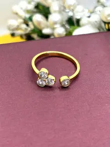 Luxevogue Gold-Plated Cubic Zirconia Stone-Studded Finger Ring