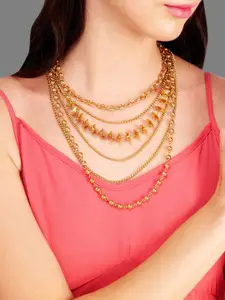 DressBerry Gold-Plated Multi Layered Statement Necklace