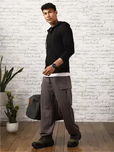 The Roadster Lifestyle Co. Men Hooded Anti Odour Front-Open Sweatshirt