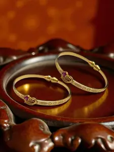 AARTISAI Set Of 2 Gold-Plated Stone-Studded Bangles