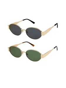 DressBerry Women Set Of 2 Oval Sunglasses with with UV Protected Lens