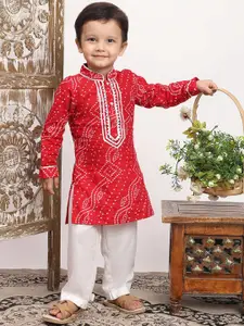 BAESD Boys Bandhani Printed Pure Cotton Kurta with Pyjama