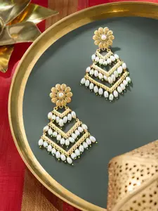 Zaveri Pearls Women Pearls Gold Tone Traditional Layered Beads Contemporary Drop Earrings