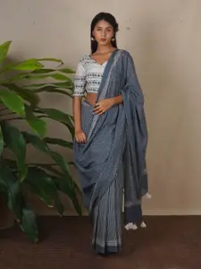 Chidiyaa BMS Strom Kiss Grey Printed Saree