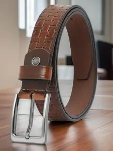 The Roadster Lifestyle Co. Men Textured Genuine Leather Belt