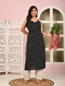 Nayo Women Ethnic Motifs Printed Sweetheart Neck Crepe Straight  Kurta