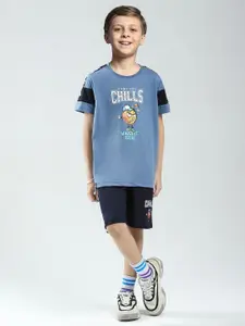Monte Carlo Boys Printed Round Neck T-Shirt With Shorts