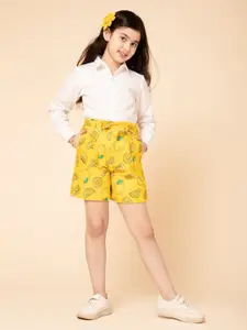 YK Girls Long Sleeves Pure Cotton Shirt With Shorts