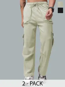 MADSTO Men Pack Of 2 Relaxed Fit Low-Rise Track Pants