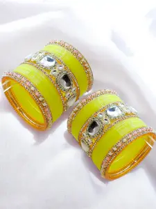 BeautyTrends Set Of 42 Gold-Plated Ston-Studded & Beaded Bangles