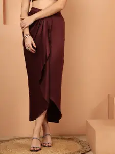 NEUDIS Satin Wrap Midi Asymmetric Hem Skirt