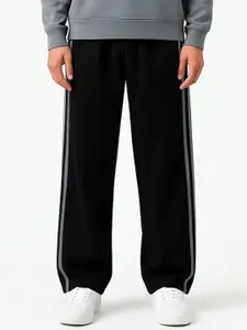 Maniac Men Cotton Striped Mid Rise Baggy Track Pant