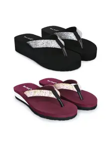 TWO SOFT Women Pack of 2 Thong Flip-Flops