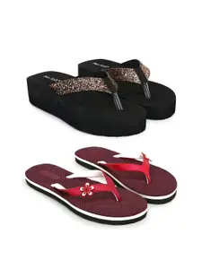 TWO SOFT Women Set Of 2 Thong Flip-Flops