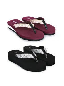 TWO SOFT Women Set  Of 2 Thong Flip-Flops