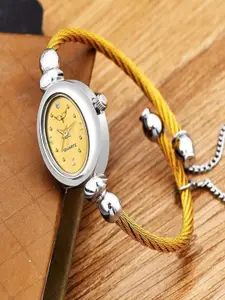 WHITE BIRD Women Brass Oval Dial Analogue Watch W.Kadu Silver & Gold