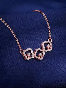 GIVA 925 Sterling Silver Rose Gold-Plated Zircon Studded Necklace
