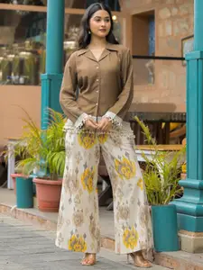 AUTUMN LANE Notched Lapel Collar Top With Trousers Co-Ords Set