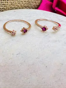 Arte Jewels 925 Sterling Silver Cubic Zirconia Studded Toe Rings