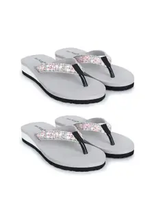 TWO SOFT Women Set Of 2 Printed Thong Flip-Flops