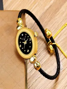 WHITE BIRD Women Embellished Bracelet Style Analogue Watch W.Kadu Gold & Black