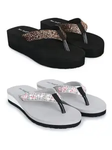 TWO SOFT Women Pack of 2 Thong Flip-Flops