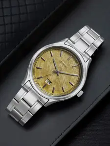 Titan Men Brass Dial & Stainless Steel Straps Analogue Watch 10033SM06