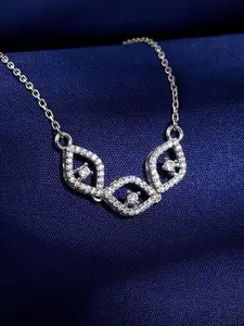 GIVA 925 Sterling Silver Rhodium-Plated Zircon Studded Necklace